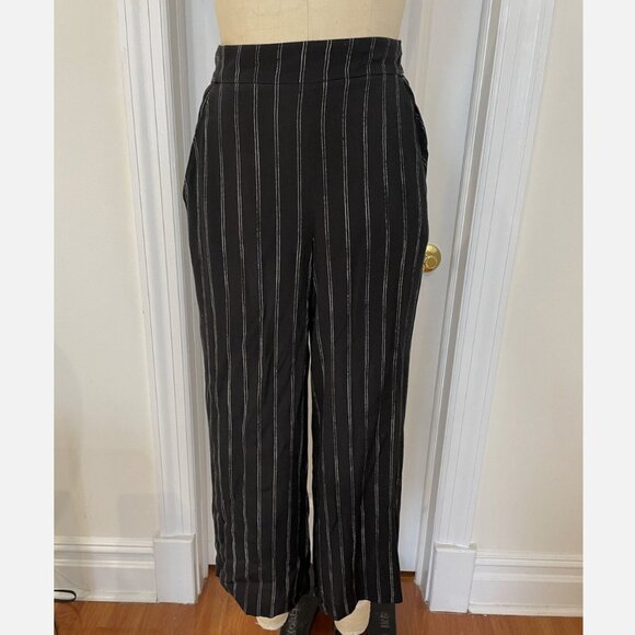 Aritzia Wilfred Faun Cropped Wide-Leg Striped Pants - Size Small - Picture 3 of 6